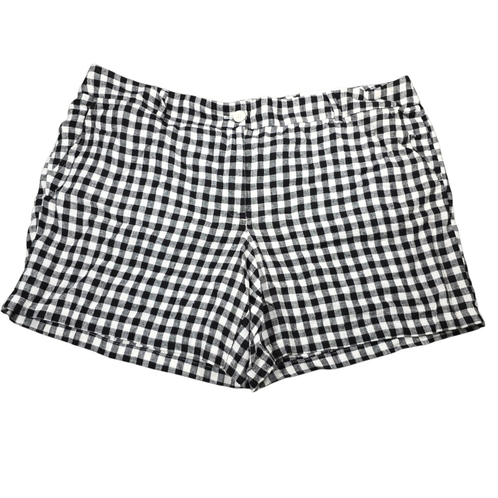 Loft Outlet Womens Gingham Shorts Black White Plaid 6‎ Inch Inseam Size 18 NEW